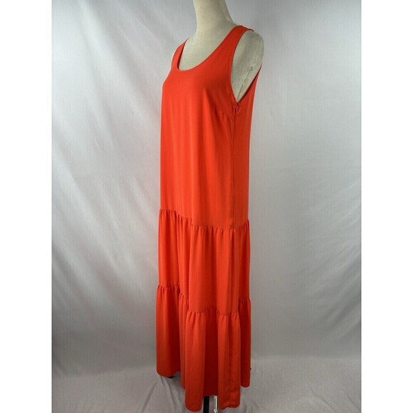 Elizabeth and James Maxi Dress Tomato Red Small Tiered Sleeveless Dopamine - Picture 2 of 11